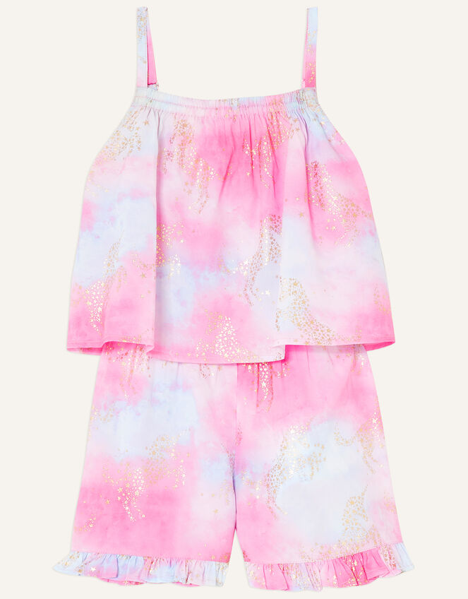 Unicorn Tie Dye Playsuit  in Recycled Polyester, Pink (PINK), large