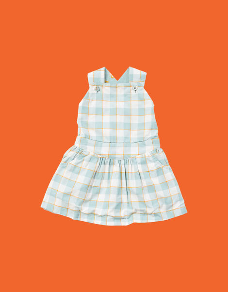 Little Green Radicals Check Print Pinafore Dress, Blue (PALE BLUE), large