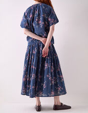 East Layla Floral Midi Skirt, Blue (BLUE), large