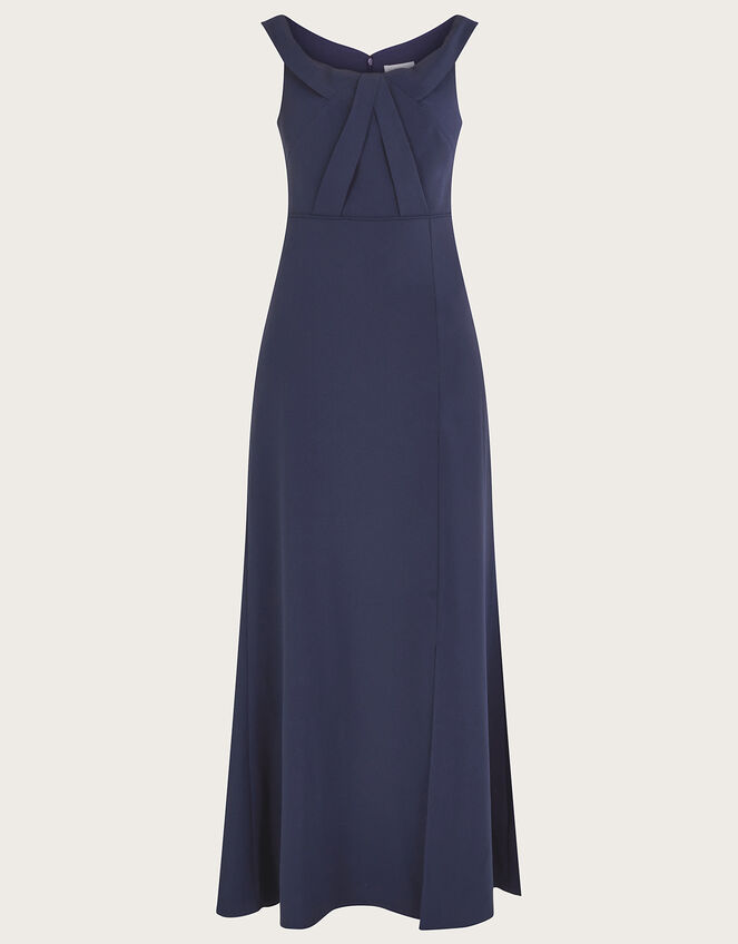 Beatrice Crepe Bardot Maxi Dress, Blue (NAVY), large