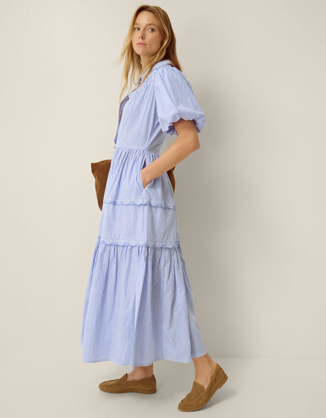Laney Puff Sleeve Stripe Maxi Dress, Blue (BLUE), large