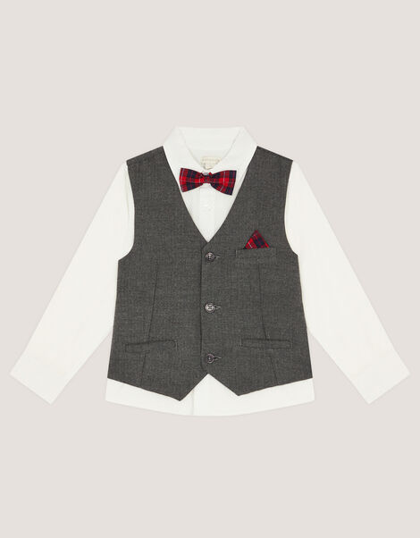 3-Piece Waistcoat & Shirt, Grey (GREY), large