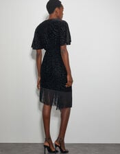 Dana Devore Leopard Print Wrap Dress, Black (BLACK), large