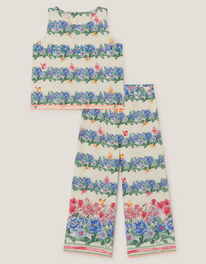 Clara Floral Print Top & Trouser Set, Ivory (IVORY), large