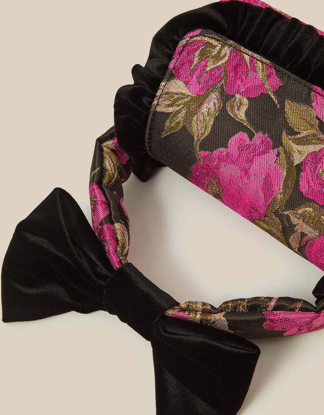 Monsoon x Queens of Archive Velvet Bow Floral Jacquard Bag, , large