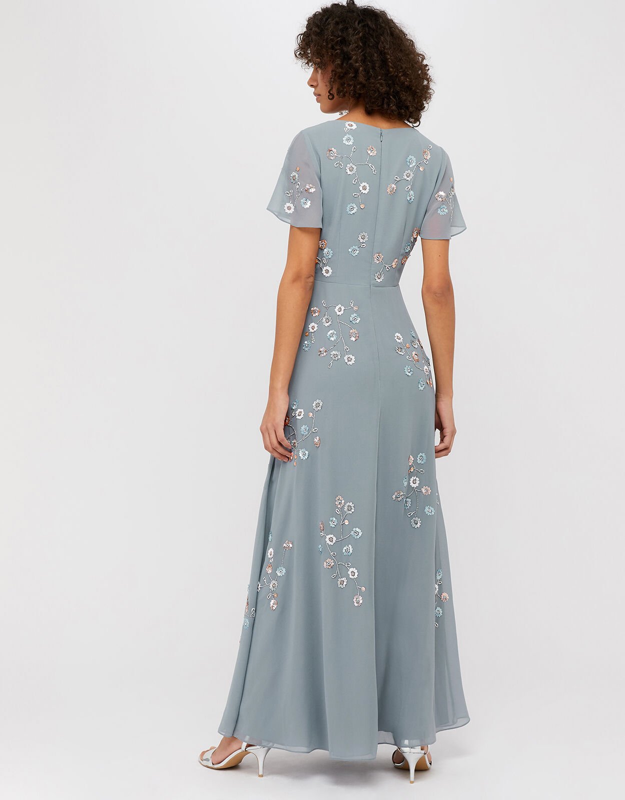 Ally Embellished Wrap Maxi Dress Grey