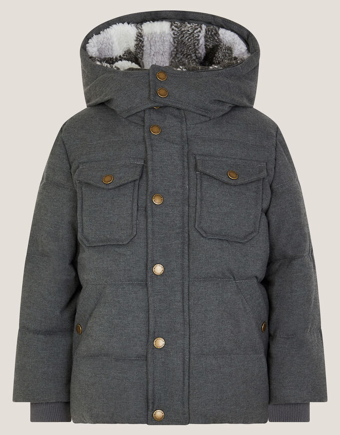 Hooded Puffer Coat, Grey (GREY), large
