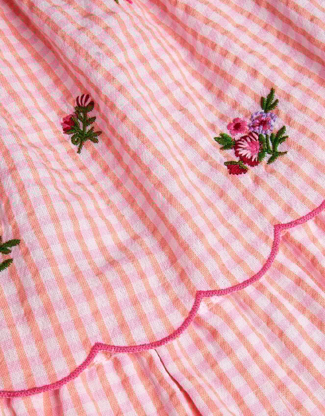 Floral Embroidered Gingham Playsuit, Pink (PINK), large