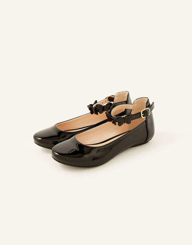 Patent Butterfly Strap Ballerina Flats , Black (BLACK), large