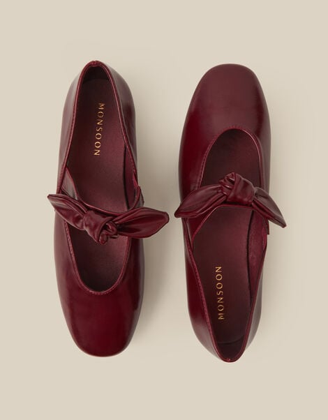 Hari Bow Mary Jane Ballet Flats, Red (BURGUNDY), large