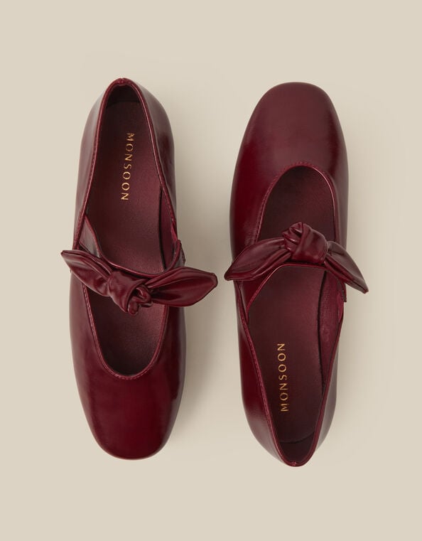 Hari Bow Mary Jane Ballet Flats, Red (BURGUNDY), large