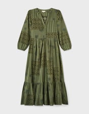 East Tasia Broderie Anglaise Midi Dress, Green (OLIVE), large