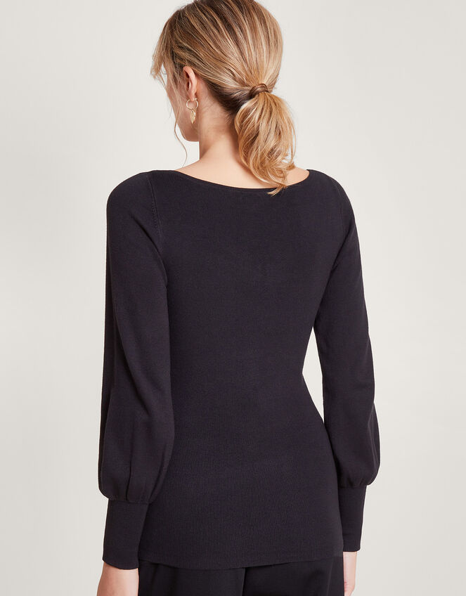 Bodice Detail Sweater with LENZINGâ„¢ ECOVEROâ„¢, Black (BLACK), large