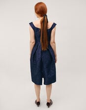 Juliana Floral Jacquard Midi Dress, Blue (NAVY), large