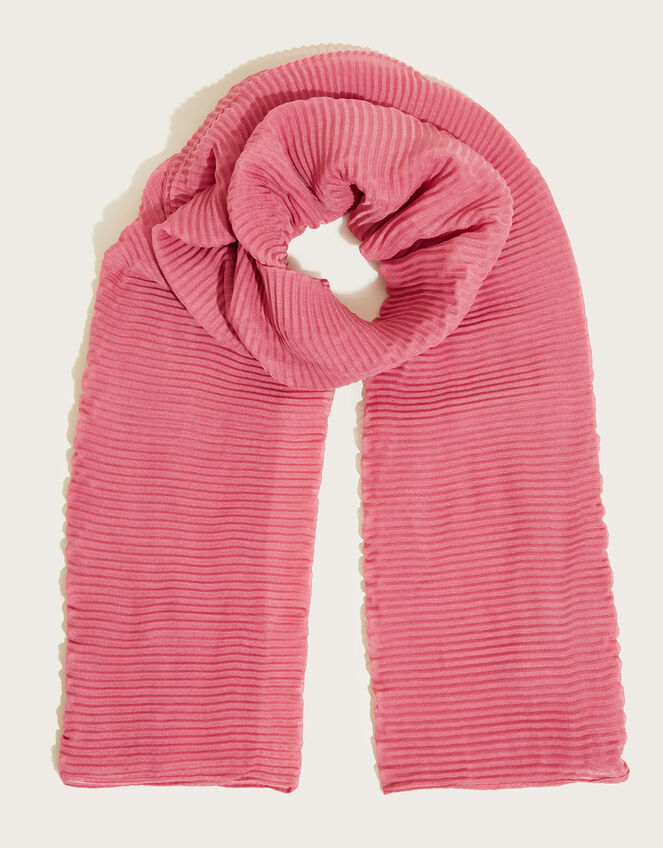 Pleated Scarf with Recycled Polyester, Pink (ROSE), large