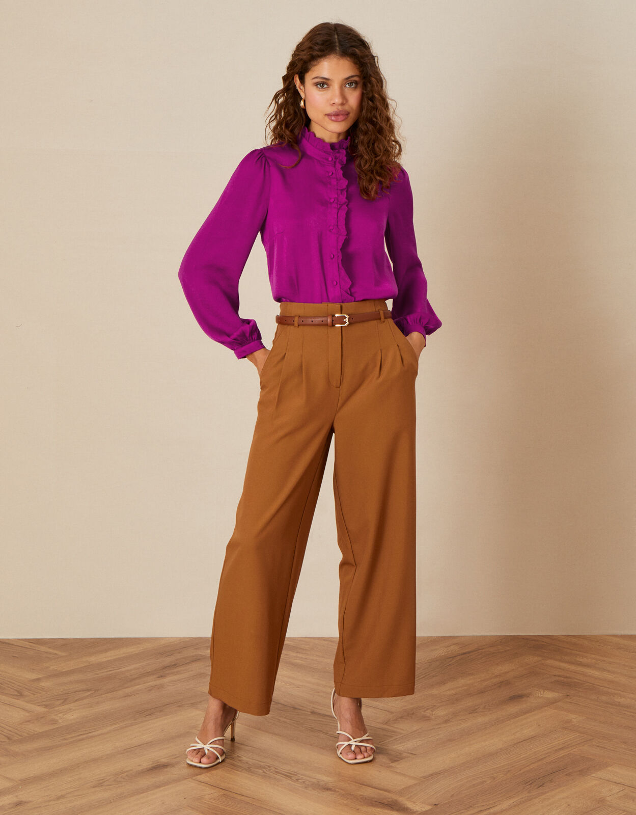 Satin Scallop Trim Blouse with Recycled 