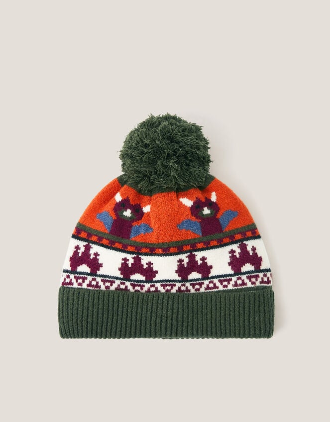 Dragon Intarsia Bobble Hat, Multi (MULTI), large