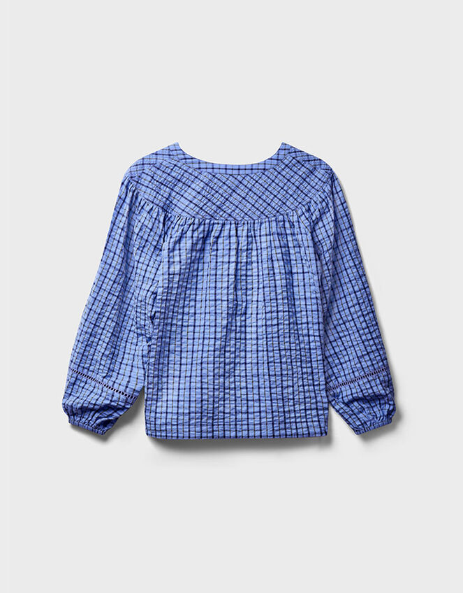 East Lilia Check Cotton Blouse, Blue (BLUE), large