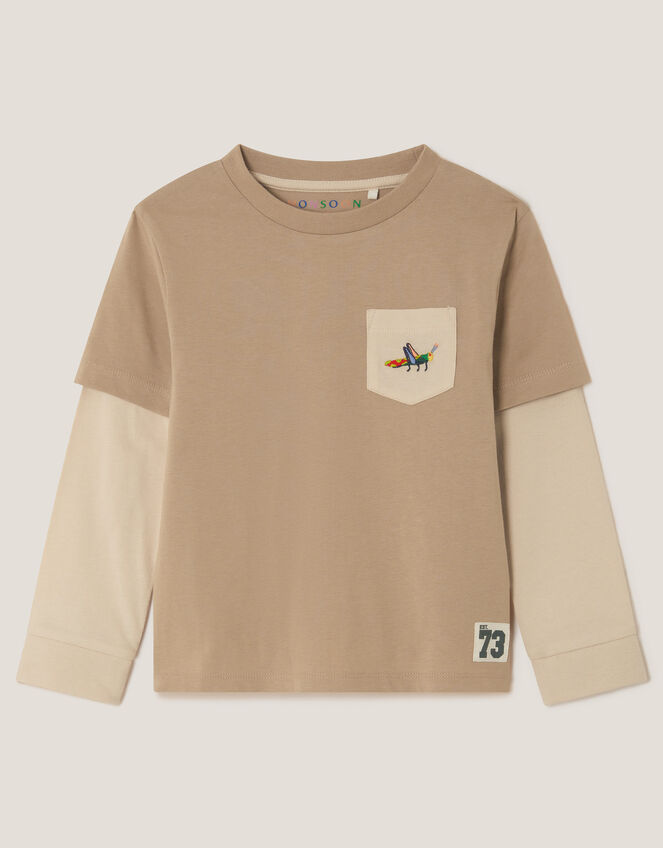 Explore Graphic Long Sleeve T-Shirt, Camel (BEIGE), large