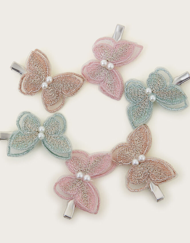 6-Pack Embroidered Butterfly Hair Clips, , large