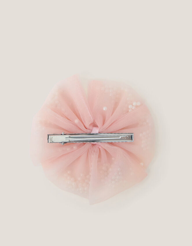 Pearl Embellished Tulle Hair Clip, , large
