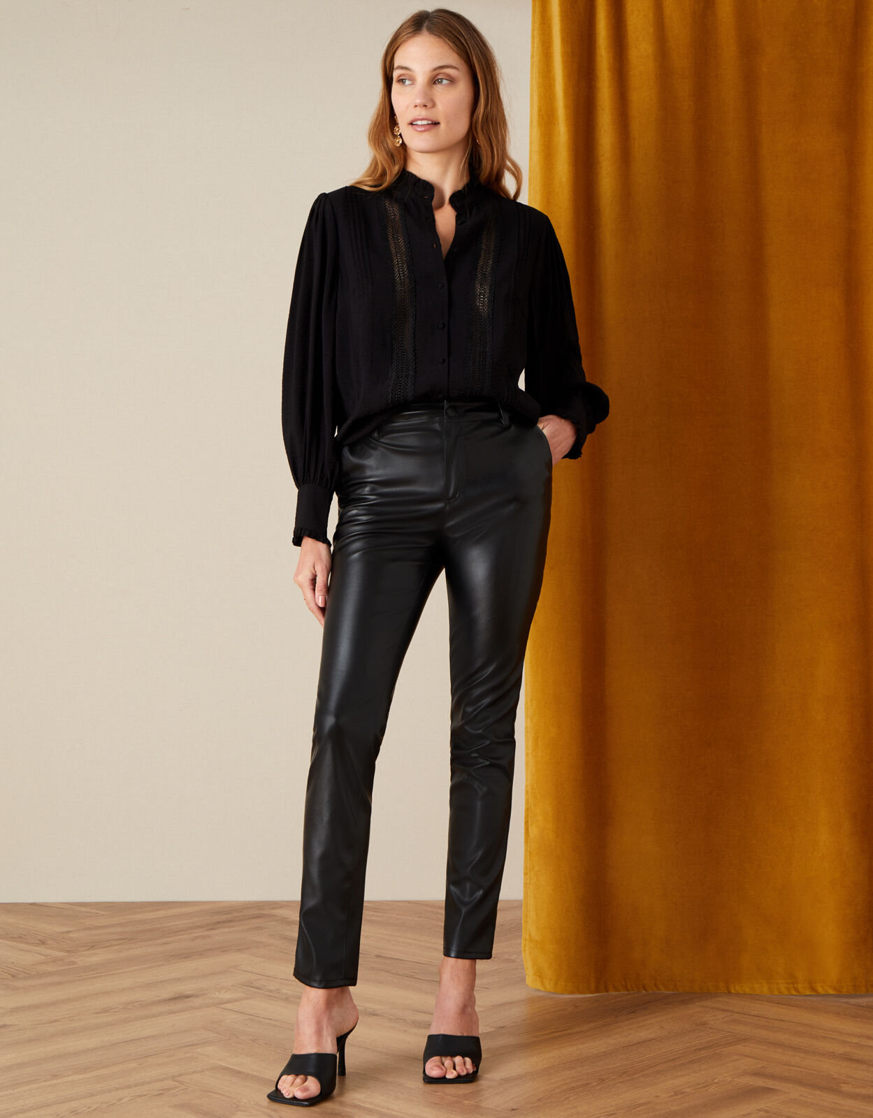 Penny Faux Leather Trousers Black 