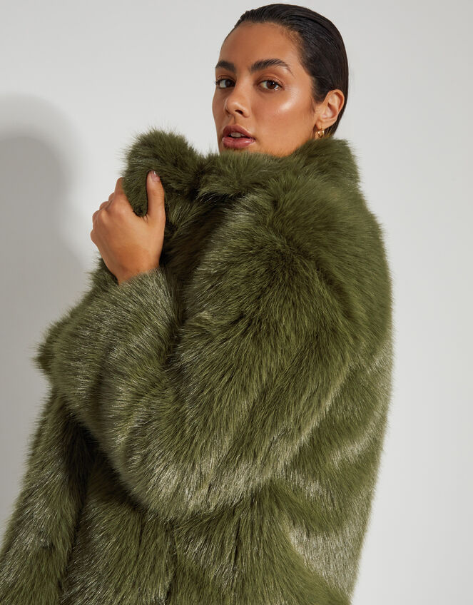 Felixa Faux Fur Coat, Green (GREEN), large