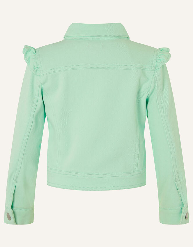 Ruffle Denim Jacket , Blue (AQUA), large