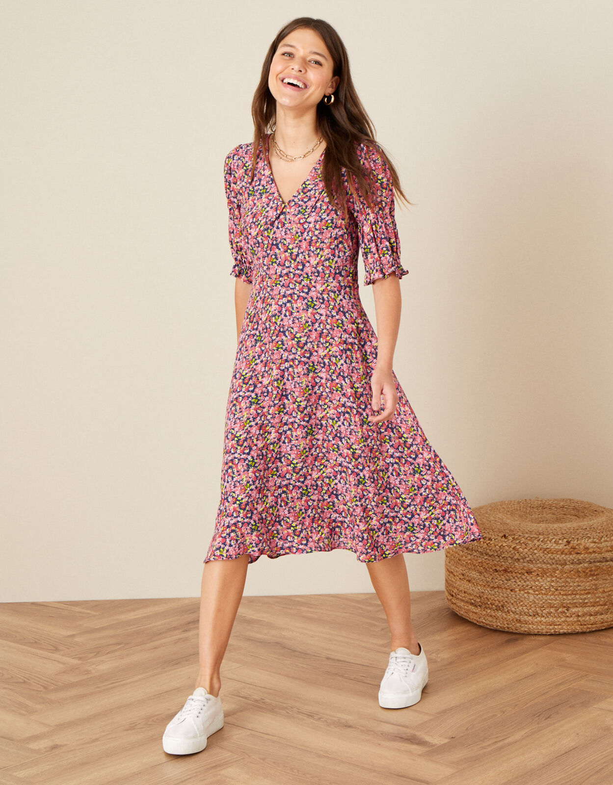 Monsoon navy floral dress shop