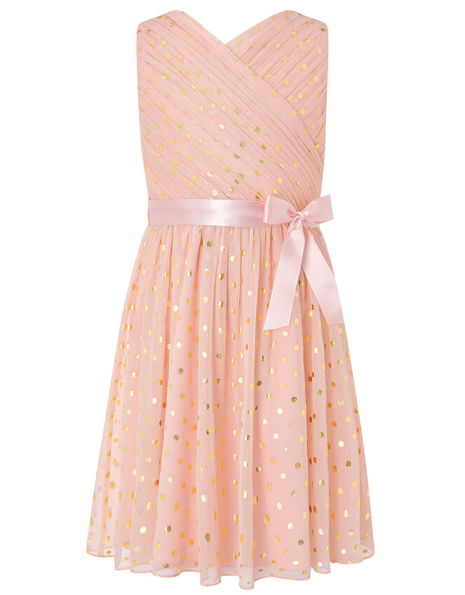Mabel Gold Spot Wrap Dress, Pink (PINK), large