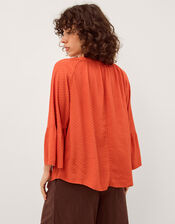 Kallie Flute Sleeve Dobby Blouse, Orange (ORANGE), large