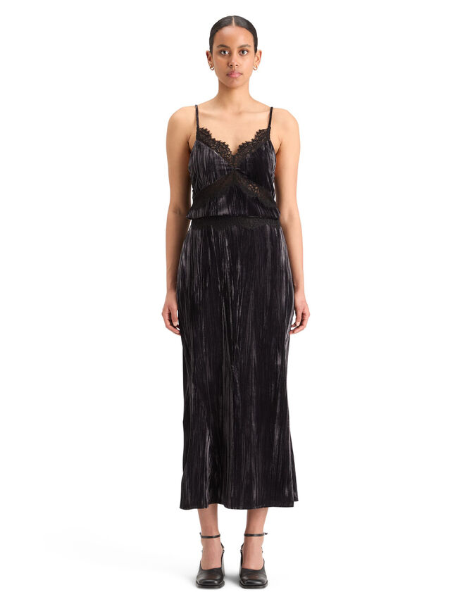 Scotch and Soda Velvet Lace Cami Top, Black (BLACK), large
