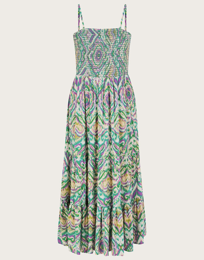 Geometric Print Bandeau Dress, White (WHITE), large