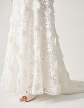 Clare Floral Embroidered Bardot Bridal Dress, Ivory (IVORY), large