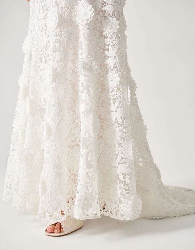 Clare Floral Embroidered Bardot Bridal Dress, Ivory (IVORY), large