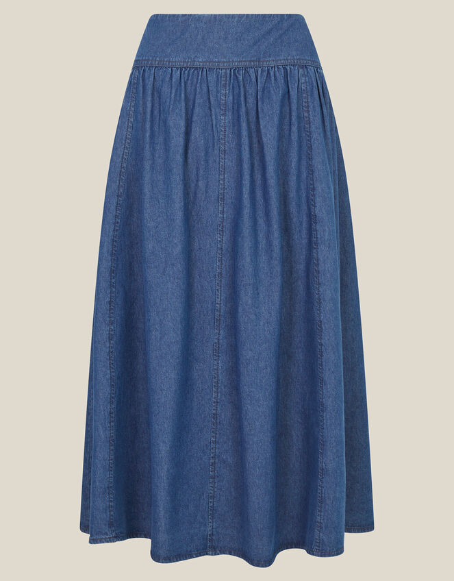 Paloma Denim Midi Skirt, Blue (MID AUTHENTIC BLUE), large
