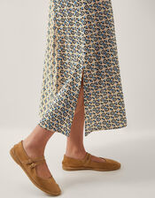 Jemmie Print Long Sleeve Midi Dress, Ivory (IVORY), large