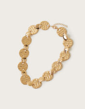 Chunky Hammered Disc Necklace, , large