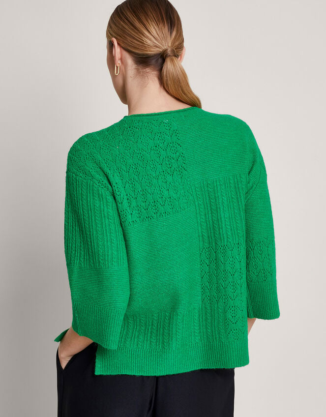 San Mixed Knit Sweater, Green (GREEN), large