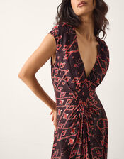 La Galeria Elefante Diamond Ruched Maxi Dress, Multi (MULTI), large