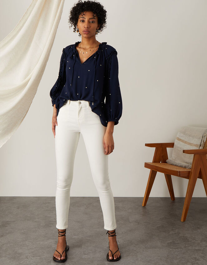 Iris Denim Skinny Jeans with Sustainable Cotton, Natural (ECRU), large