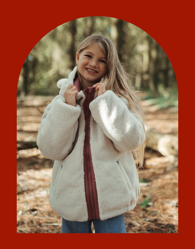 Töastie Reversible Teddy Fleece Puffer Jacket, Pink (PINK), large