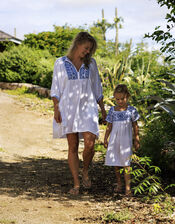 Sunuva Kids Peruvian Hand-Embroidered Dress, White (WHITE), large