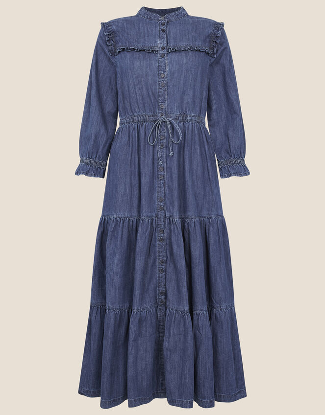 Samson Tiered Denim Dress, Blue (DENIM BLUE), large