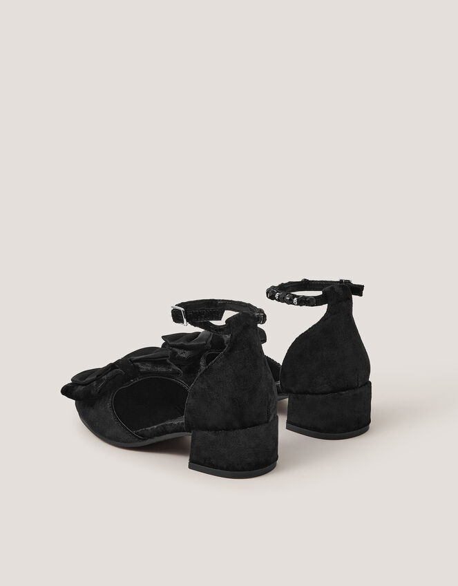 Embellished Bow Velvet Two Part Heels, Black (BLACK), large