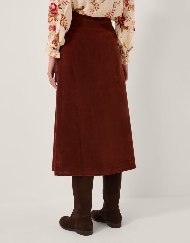 Lana Suedette Midi Skirt, Red (BURGUNDY), large