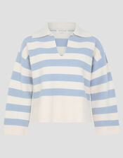 Shay Stripe Collar Sweater, Blue (PALE BLUE), large