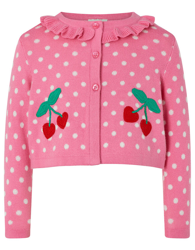 Baby Cherry Knitted Cardigan, Pink (PINK), large