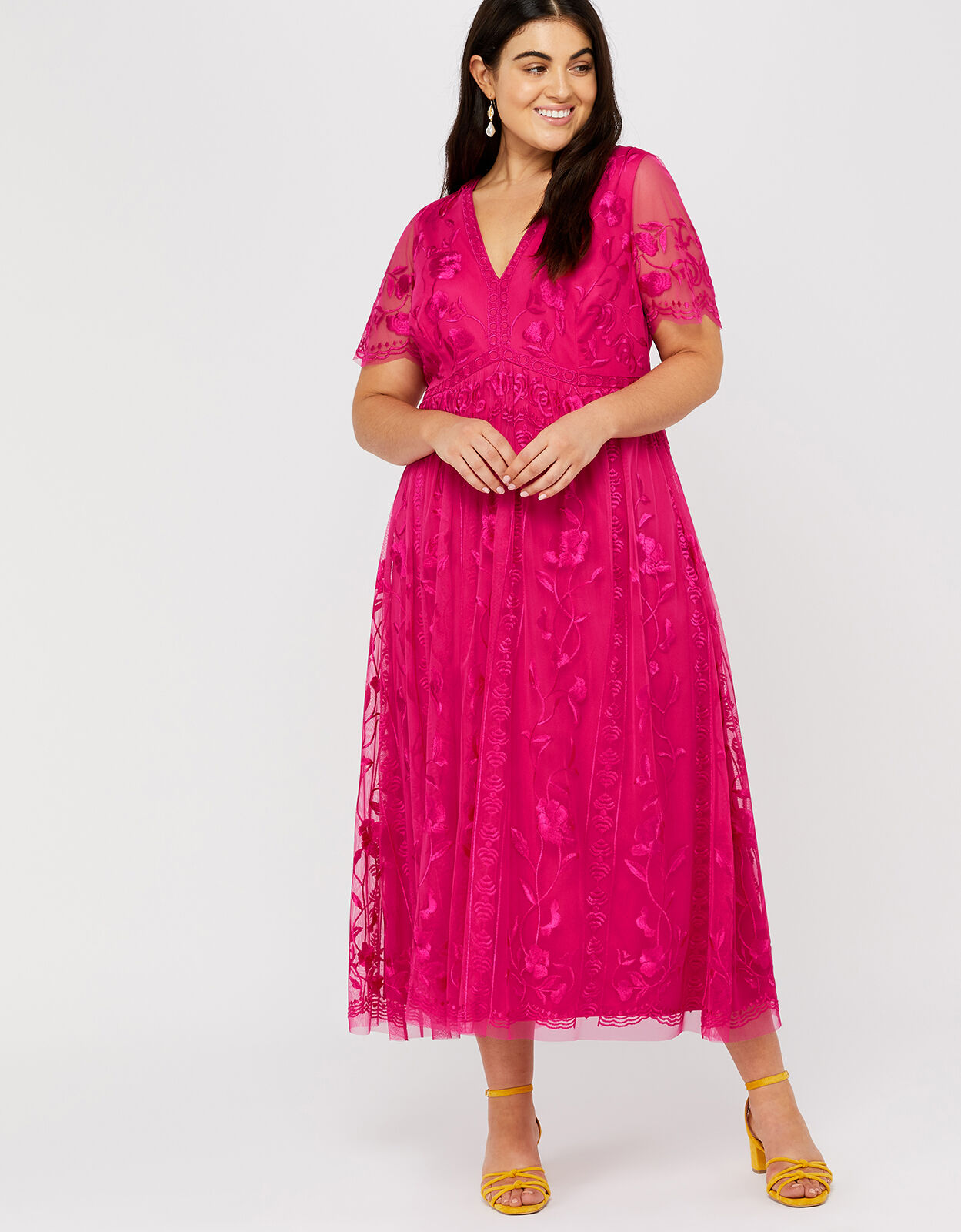 valentina embroidered midi dress
