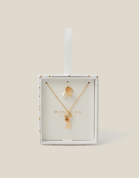 Initial Charm Necklace Set, Gold (GOLD), large